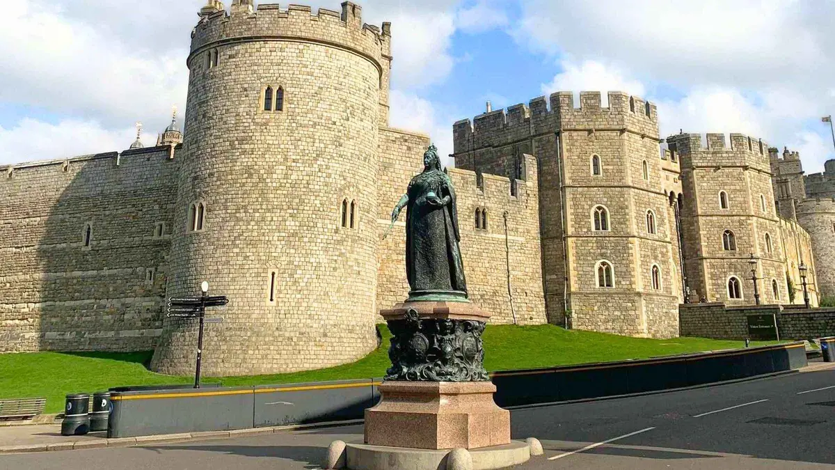 Windsor Castle Round Tower above the town on a half-day Windsor tour from London, England