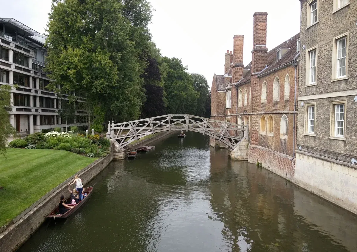 Mathematical Bridge over the River Cam at Queens' College Cambridge on a day trip from London