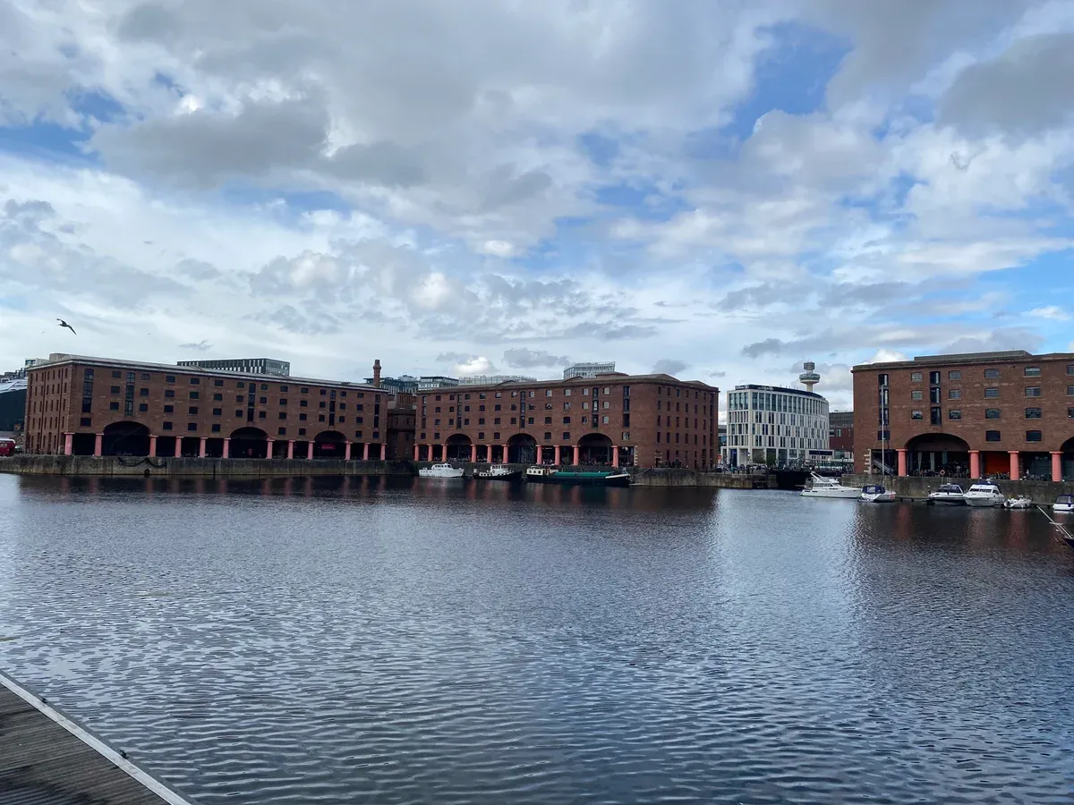 Brick warehouses of Royal Albert Dock in Liverpool on a day trip from London