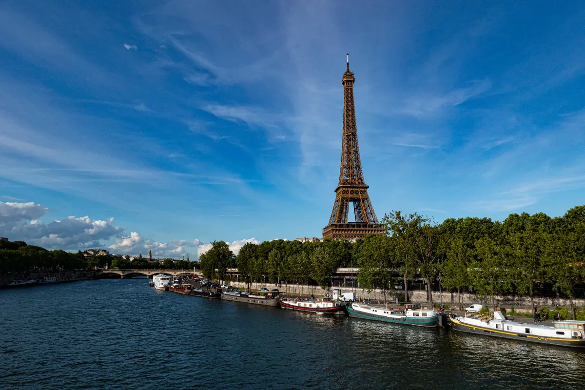 Eiffel Tower above the River Seine in Paris on a Paris day trip from London by train